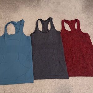 3 Lululemon Swiftly Tech Tank Tops - size 4
